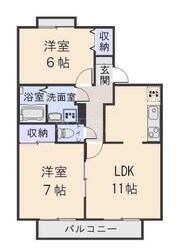 レジデンス第二高市　Ｂの物件間取画像